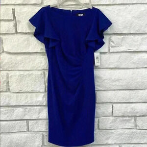 DKNY Flutter Mini Sheath Dress– Marine Blue- size 4 - NWT
